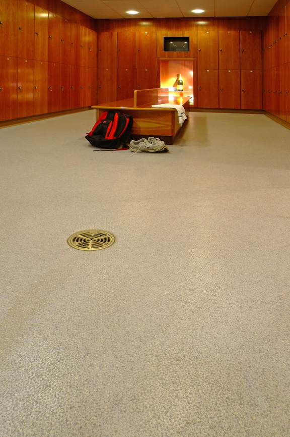 Locker Room Flooring Floors Surfaces For All This Rolled Vinyl Flooring Is Heat Welded At Seams And To Inset Gully Edges For A Completely Watertight Seal Choose From Coordinating Or Contrasting Color